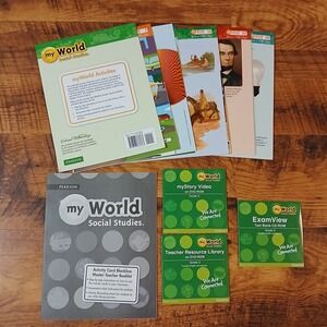My World Social Studies Resource Lot Picture Cards Story Videos Exam CD Grade 3